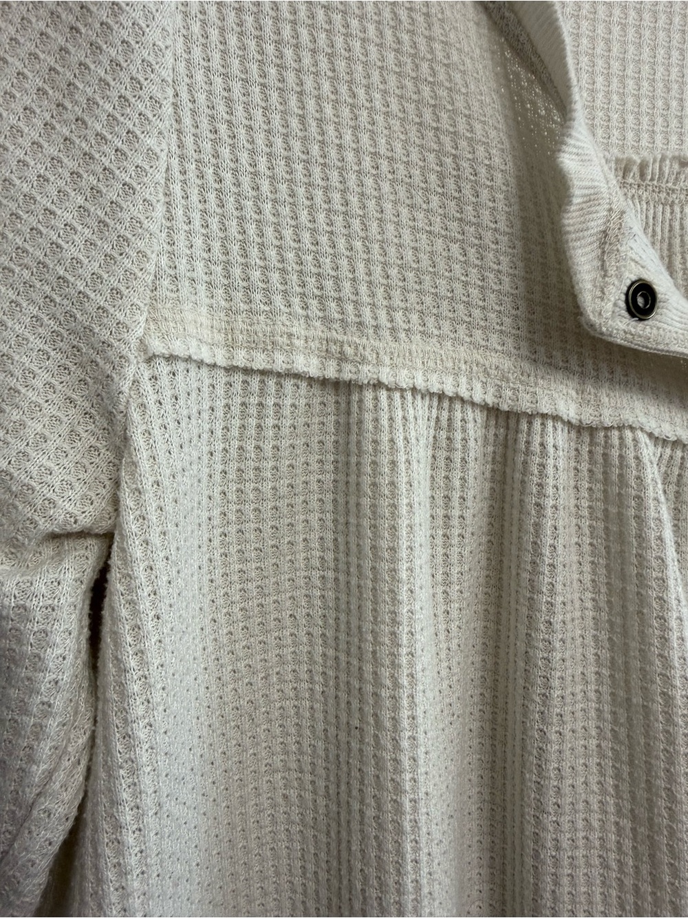 Lucky Brand Cream Waffle-Knit Henley Long Sleeve Top - Picture 5 of 7